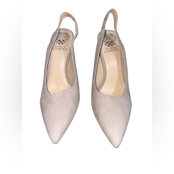 Vince Camuto Suede Pointy Toe Slingback Cream Pumps Heel - Size 8.5 M - Picture 3 of 9